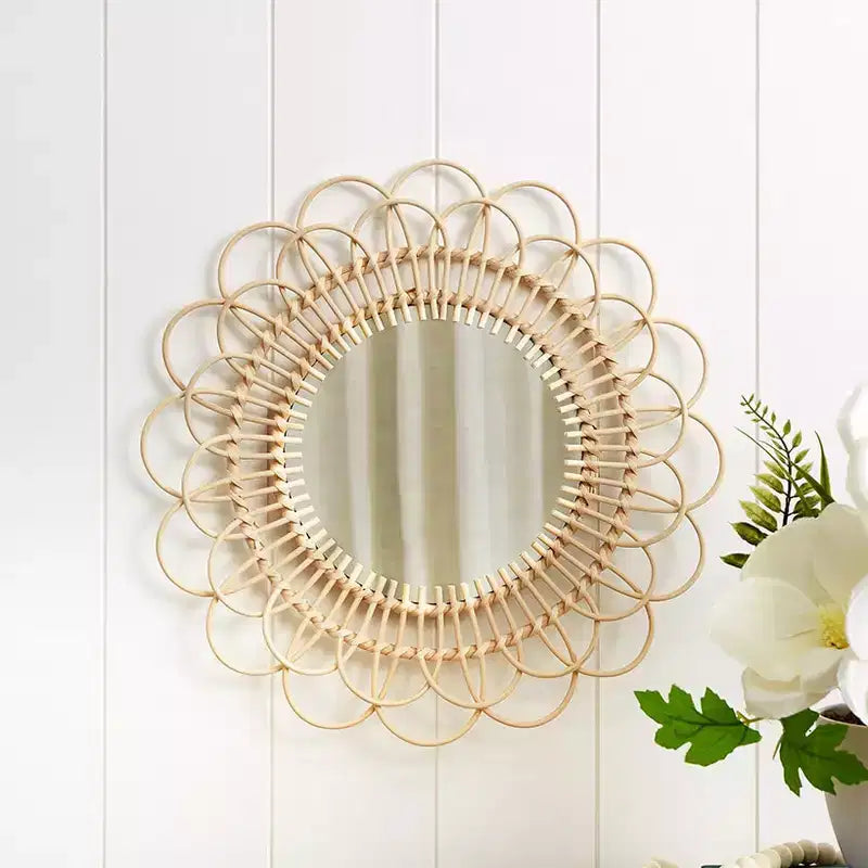 Le Miroir en rotin naturel Lakeside Collection - Rond ou Fleur -