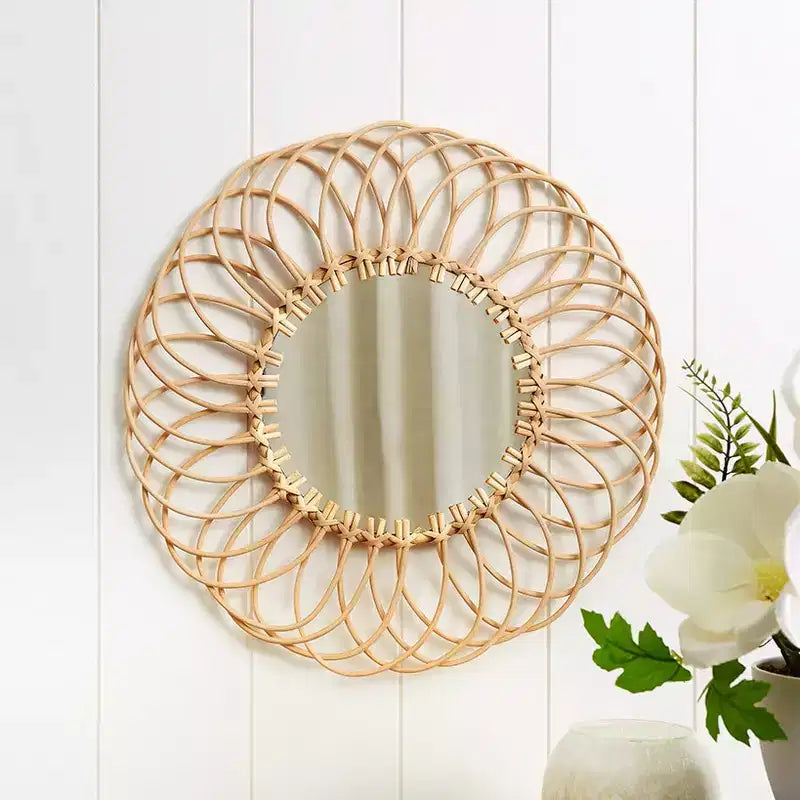 Le Miroir en rotin naturel Lakeside Collection - Rond ou Fleur -