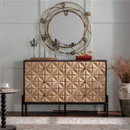 Buffet avec motif géométrique, Commode 6 tiroirs avec glissières lisses, Meuble console moderne pour cuisine salle à manger salon