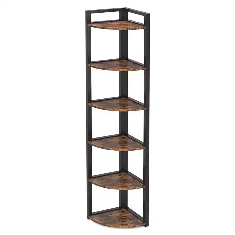 6-Tier Corner Shelf, Small Corner Bookshelf Storage