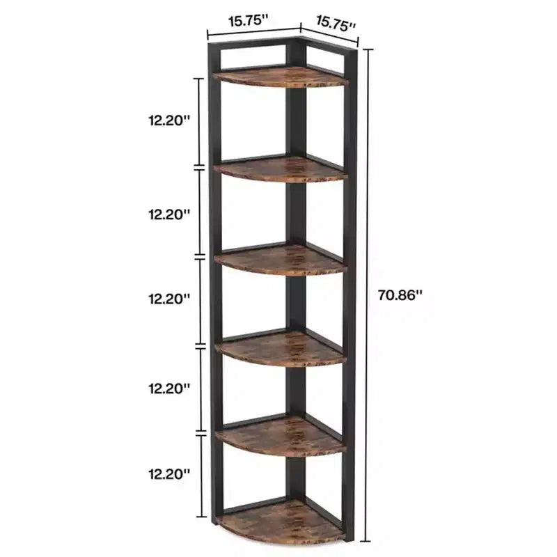 Étagère d'angle à 6 niveaux, petite étagère de rangement d'angle