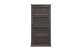 VIYET 63 4-Tier Glass Display Cabinet, Brown MDF+Tempered Glass Curio Cabinet (Flip-up Doors for Collectibles/Toys/Books)