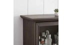 VIYET 63 Vitrine en verre à 4 niveaux, armoire en MDF marron + verre trempé (portes relevables pour objets de collection/jouets/livres)