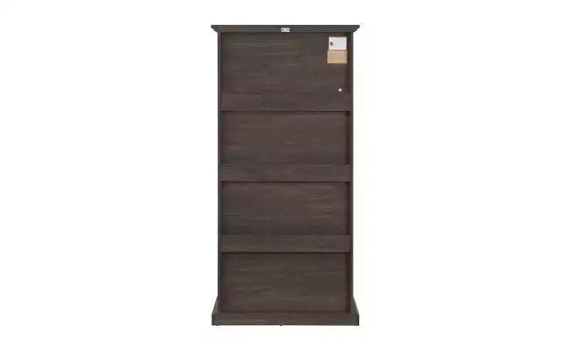 VIYET 63 Vitrine en verre à 4 niveaux, armoire en MDF marron + verre trempé (portes relevables pour objets de collection/jouets/livres)