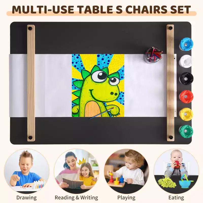 Table et chaise d'art 4 en 1 pour enfants, bureau de rangement spacieux pour tout-petits avec organisateur de fournitures artistiques portable, bureau de dessin, table d'activités et d'étude pour enfants
