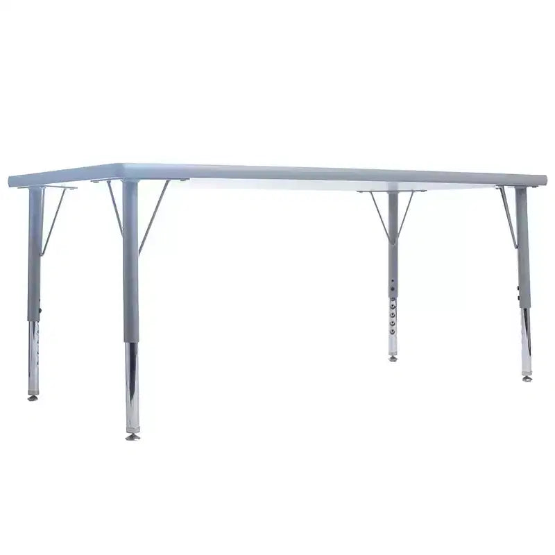 Table d'activité effaçable à sec 24 x 48 (60x120cm) Bordure grise - Pieds gris réglables 15 - 24