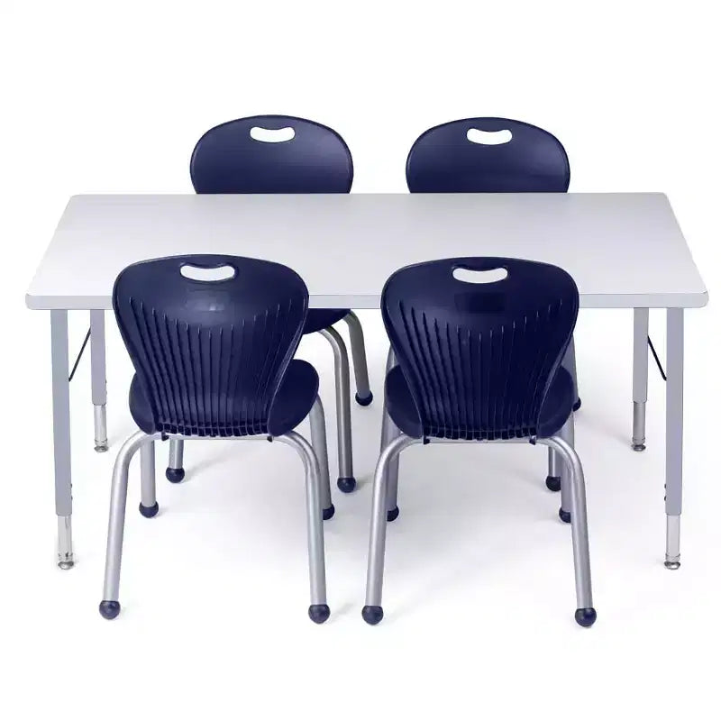 Table d'activité effaçable à sec 24 x 48 (60x120cm) Bordure grise - Pieds gris réglables 15 - 24