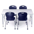 Table d'activité effaçable à sec 24 x 48 (60x120cm) Bordure grise - Pieds gris réglables 15 - 24