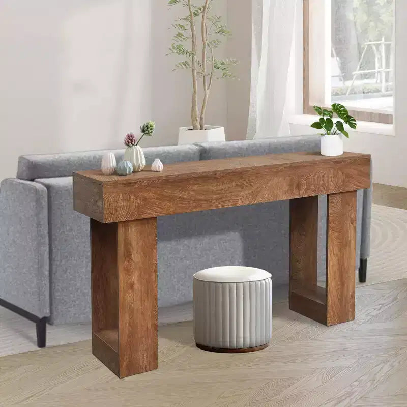 Coolmee 63 po. longue console pour entrée, table de canapé rectangulaire en bois derrière le canapé, tables d'entrée de style ferme pour entrée, couloir