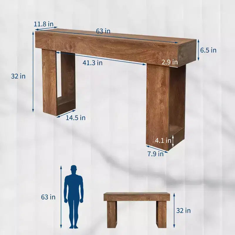 Coolmee 63 po. longue console pour entrée, table de canapé rectangulaire en bois derrière le canapé, tables d'entrée de style ferme pour entrée, couloir
