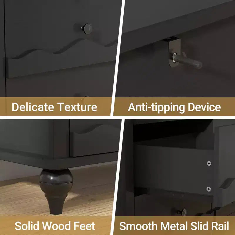 Armoire de rangement Besiost avec 9 tiroirs, commode en bois avec façade festonnée