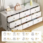 Armoire de rangement Besiost avec 9 tiroirs, commode en bois avec façade festonnée