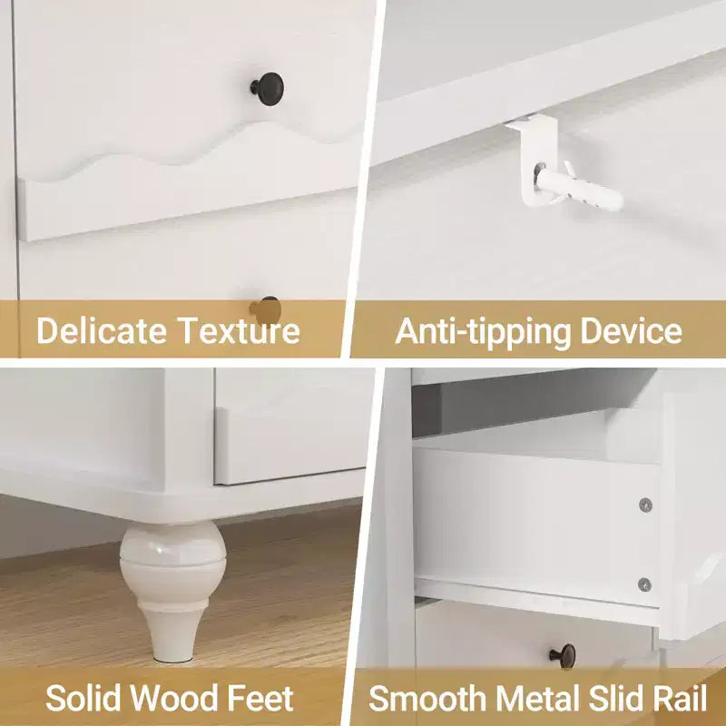 Armoire de rangement Besiost avec 9 tiroirs, commode en bois avec façade festonnée