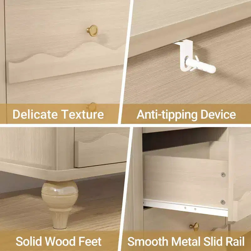 Armoire de rangement Besiost avec 9 tiroirs, commode en bois avec façade festonnée