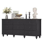 Armoire de rangement Besiost avec 9 tiroirs, commode en bois avec façade festonnée