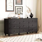 Armoire de rangement Besiost avec 9 tiroirs, commode en bois avec façade festonnée