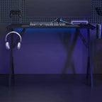 vidaXL Bureau de gaming avec pieds en Y, bureau d'ordinateur ergonomique, bureau d'ordinateur de jeu robuste
