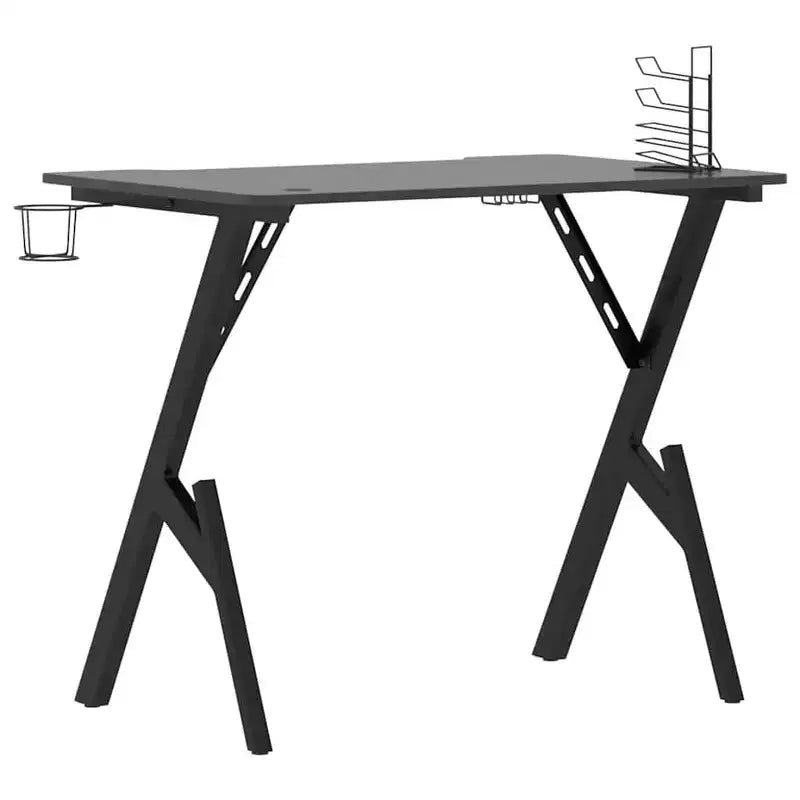 vidaXL Bureau de gaming avec pieds en Y, bureau d'ordinateur ergonomique, bureau d'ordinateur de jeu robuste