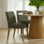 Ensemble table à manger extensible 120-210 cm pour 4 personnes, table finition bois naturel et 4 chaises sans accoudoirs rembourrées avec pieds en bois massif-Panipeachy