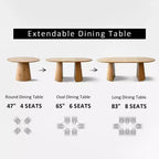 Ensemble table à manger extensible 120-210 cm pour 4 personnes, table finition bois naturel et 4 chaises sans accoudoirs rembourrées avec pieds en bois massif-Panipeachy