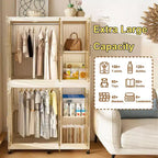Clihome Armoire de rangement portable, commode à vêtements, 6 cubes et portes magnétiques, avec tringles de suspension, cintres