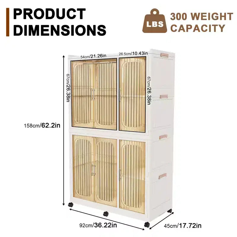 Clihome Armoire de rangement portable, commode à vêtements, 6 cubes et portes magnétiques, avec tringles de suspension, cintres