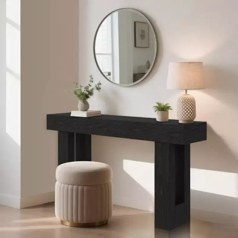 Console longue de 63 pouces pour entrée, table de canapé rectangulaire en bois derrière le canapé, table d'entrée de style ferme pour hall d'entrée, couloir, salon