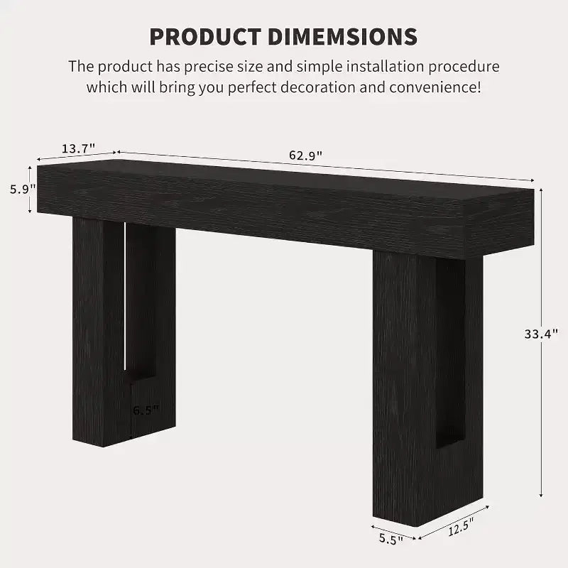 Console longue de 63 pouces pour entrée, table de canapé rectangulaire en bois derrière le canapé, table d'entrée de style ferme pour hall d'entrée, couloir, salon