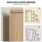 Commode en bois à 7 tiroirs, commode double naturelle avec poignées encastrées, commode de rangement multifonctionnelle pour chambre à coucher, salon et chambre d'enfant.