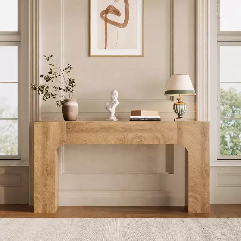 47/63 dans la console de table de ferme, Table d'entrée étroite en bois derrière le canapé, Meuble de couloir rustique mince pour les salons, les foyers et les appartements