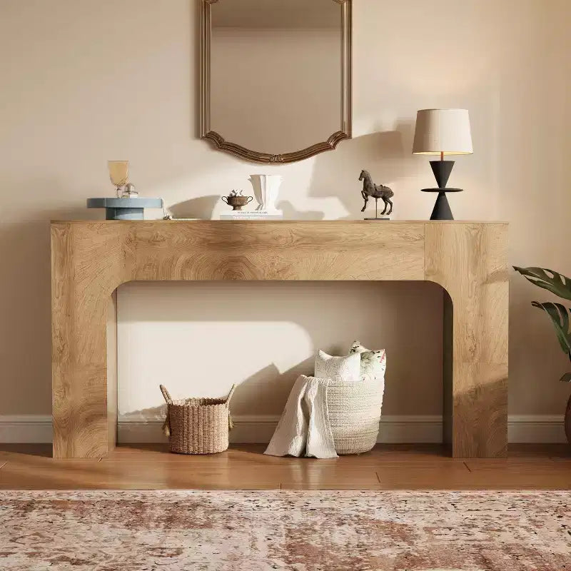 47/63 dans la console de table de ferme, Table d'entrée étroite en bois derrière le canapé, Meuble de couloir rustique mince pour les salons, les foyers et les appartements