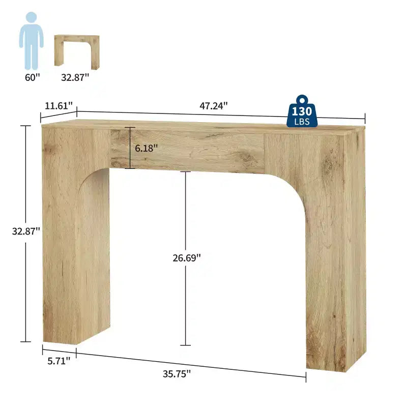 47/63 dans la console de table de ferme, Table d'entrée étroite en bois derrière le canapé, Meuble de couloir rustique mince pour les salons, les foyers et les appartements