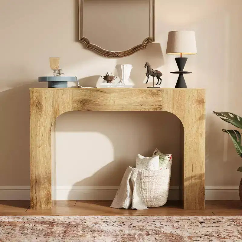 47/63 dans la console de table de ferme, Table d'entrée étroite en bois derrière le canapé, Meuble de couloir rustique mince pour les salons, les foyers et les appartements