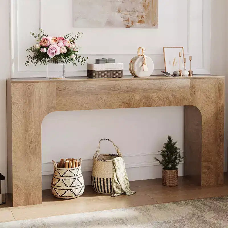 47/63 dans la console de table de ferme, Table d'entrée étroite en bois derrière le canapé, Meuble de couloir rustique mince pour les salons, les foyers et les appartements