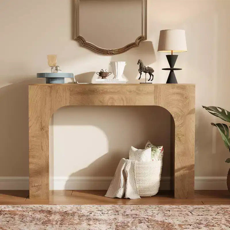 47/63 dans la console de table de ferme, Table d'entrée étroite en bois derrière le canapé, Meuble de couloir rustique mince pour les salons, les foyers et les appartements