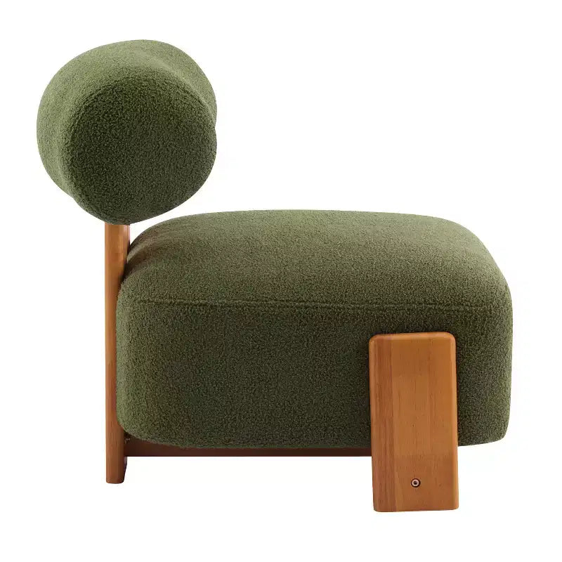 Fauteuil de salon moderne en bouclette de 27,25 pouces avec cadre en bois massif et dossier roulé, pour salon ou bureau