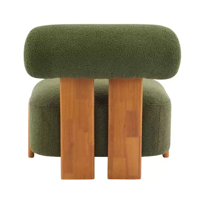 Fauteuil de salon moderne en bouclette de 27,25 pouces avec cadre en bois massif et dossier roulé, pour salon ou bureau