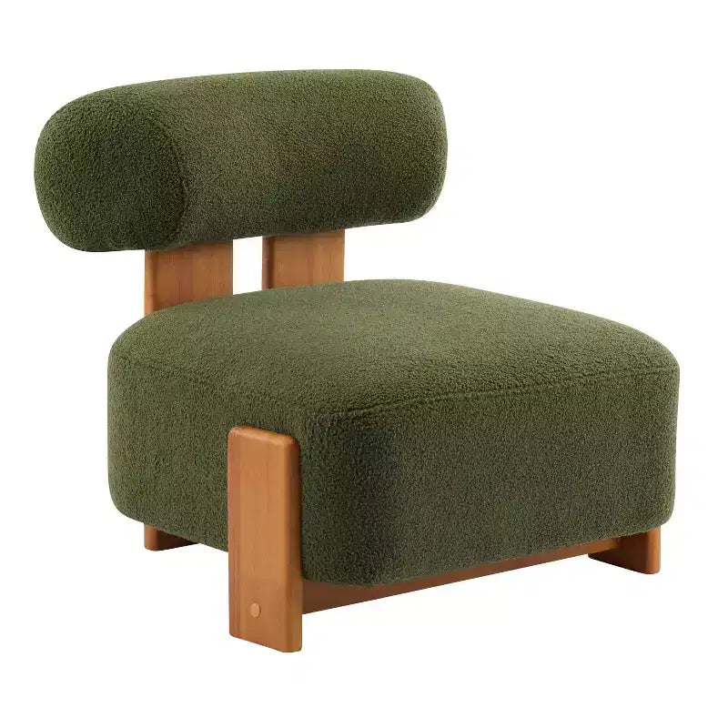 Fauteuil de salon moderne en bouclette de 27,25 pouces avec cadre en bois massif et dossier roulé, pour salon ou bureau