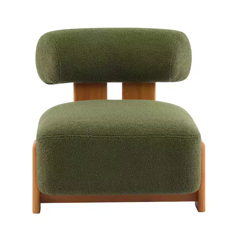 Fauteuil de salon moderne en bouclette de 27,25 pouces avec cadre en bois massif et dossier roulé, pour salon ou bureau
