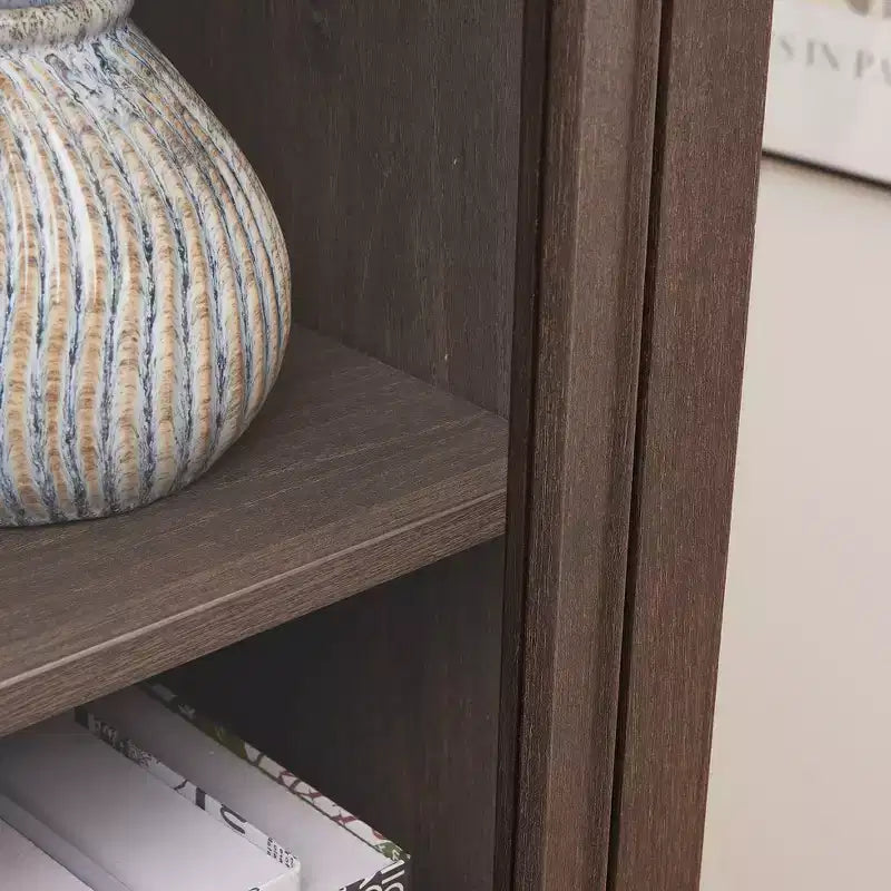 Vitrine à 4 niveaux en verre avec portes relevables, verre trempé et étagères réglables pour objets de collection