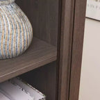 Vitrine à 4 niveaux en verre avec portes relevables, verre trempé et étagères réglables pour objets de collection