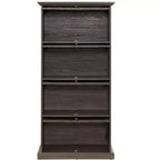 Vitrine à 4 niveaux en verre avec portes relevables, verre trempé et étagères réglables pour objets de collection