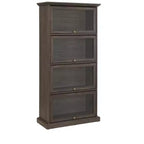 Vitrine à 4 niveaux en verre avec portes relevables, verre trempé et étagères réglables pour objets de collection