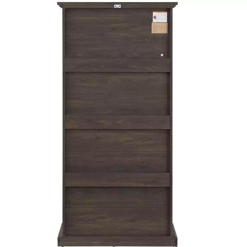 Vitrine à 4 niveaux en verre avec portes relevables, verre trempé et étagères réglables pour objets de collection