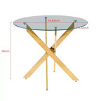 Ensemble de salle à manger 5 pièces style Mid-Century avec plateau en verre et pieds en métal pour 4 à 6 personnes, fait aussi office de table basse