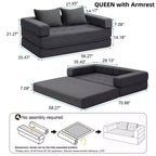 WARMOUNTS Canapé-Lit Pliable avec Dossier et Accoudoirs Réglables, Canapé-Lit Convertible Queen Size pour Salon et Bureau