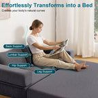 WARMOUNTS Canapé-Lit Pliable avec Dossier et Accoudoirs Réglables, Canapé-Lit Convertible Queen Size pour Salon et Bureau