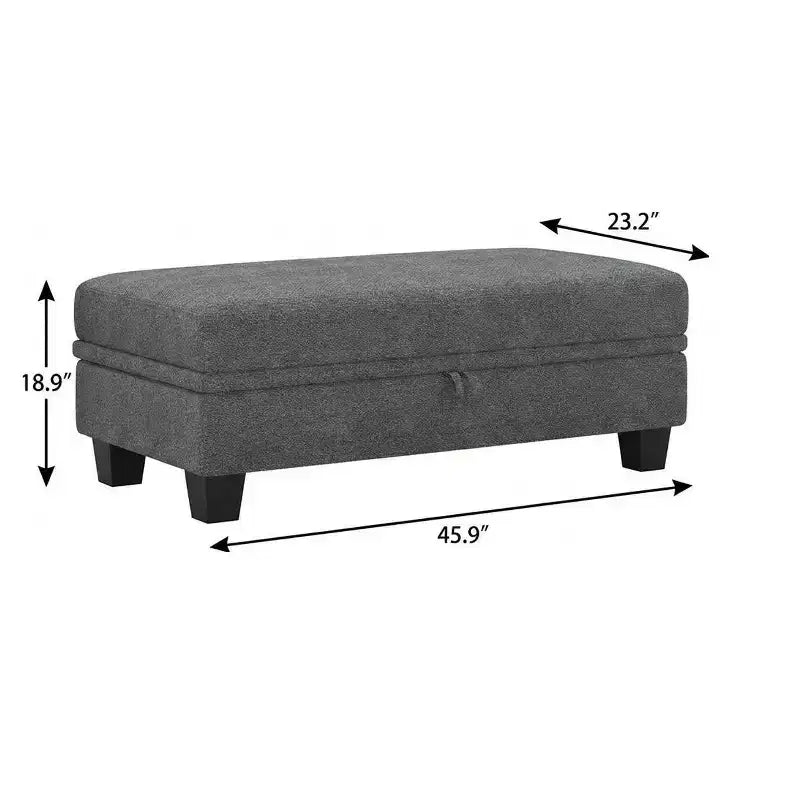 Pouffe de rangement en chenille noire 46