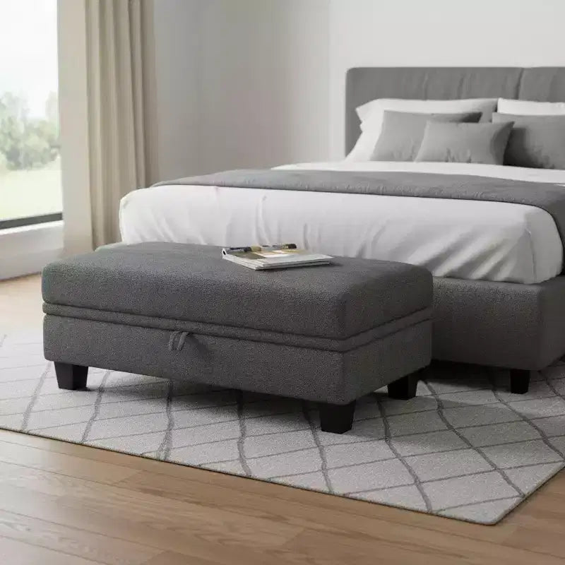 Pouffe de rangement en chenille noire 46