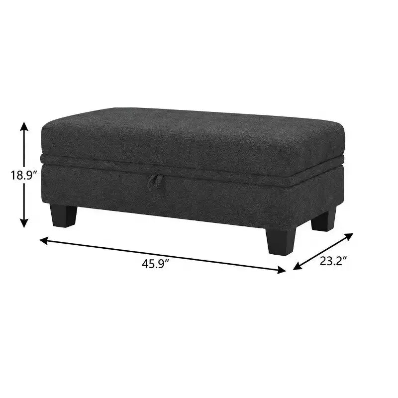 Pouffe de rangement en chenille noire 46